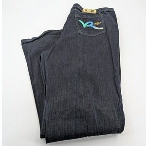 VTG Y2K Rocawear Jeans Womens Size 24 Dark Wash Denim Straight Leg Streetwear‎